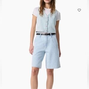 Rag & Bone McKenna high rise Bermuda sky blue tweed shorts new 33